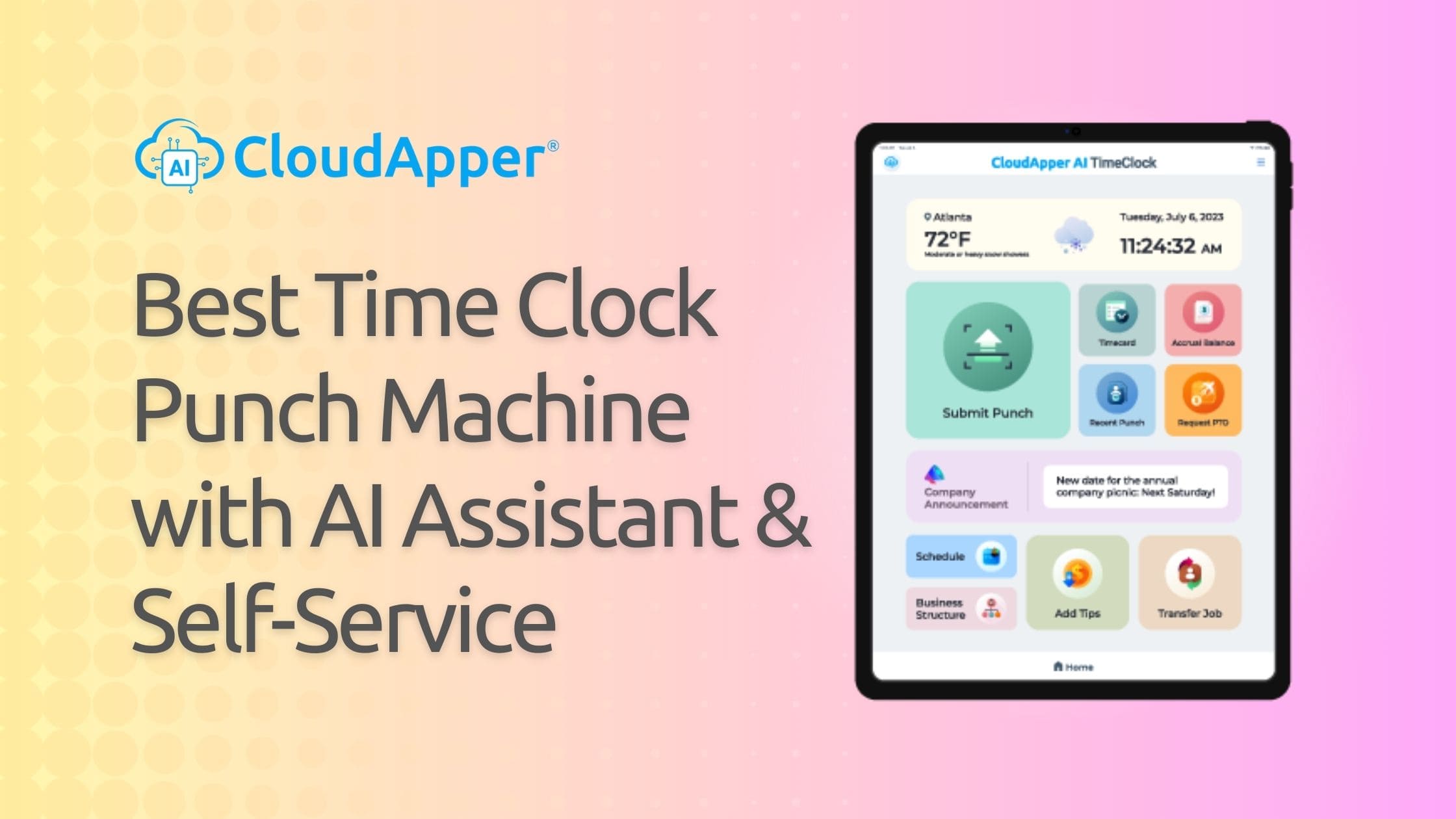 Best Time Clock Punch Machine with AI Assistant & Self-Service