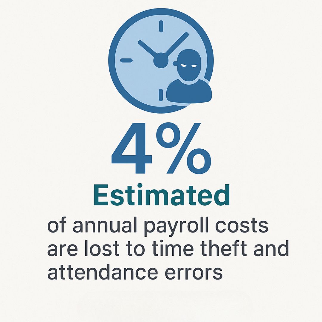 Businesses lose an estimated 4% of annual payroll costs to time theft and attendance errors