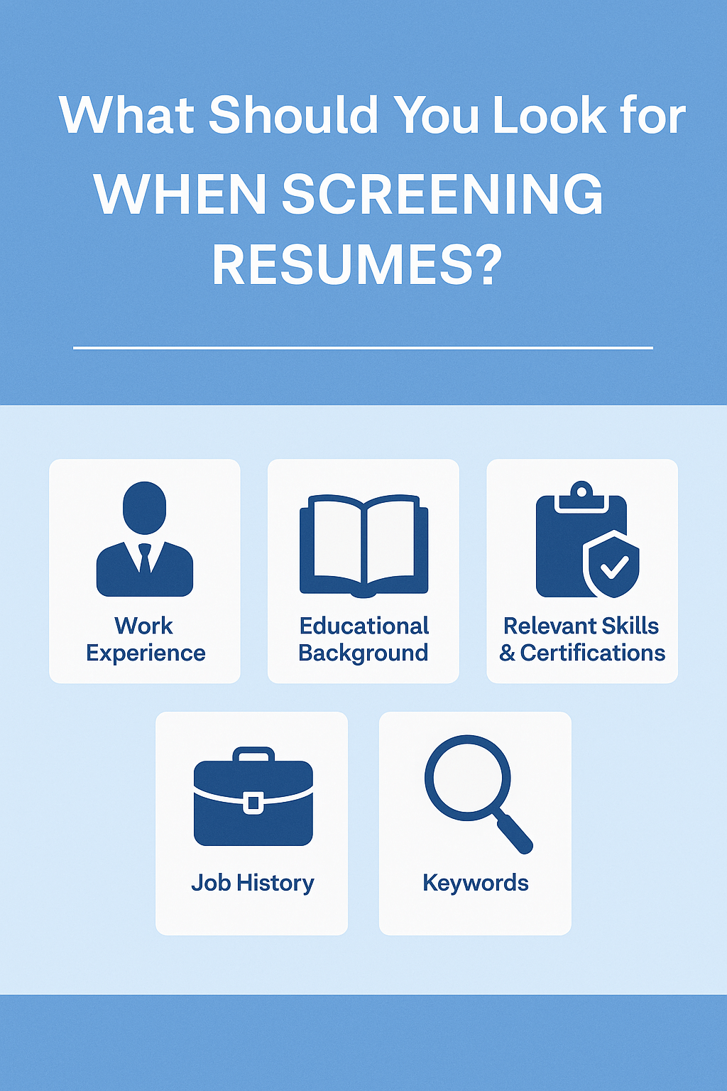 Key resume screening checkpoints every recruiter should keep in mind—skills, experience, education, achievements, and alignment with job requirements.