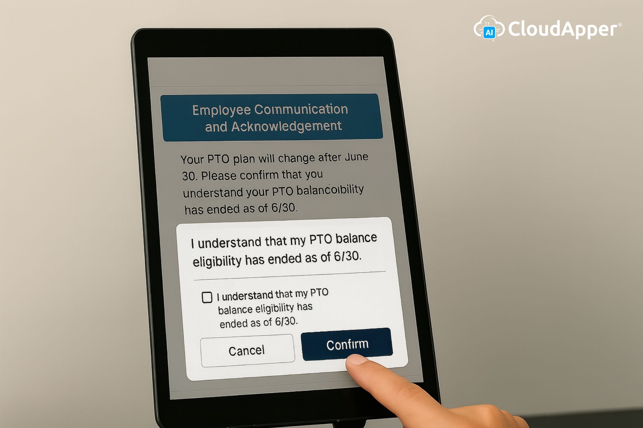 Improving Employee Communication and Acknowledgement During Workday Time Off Plan Transitions with hrPad