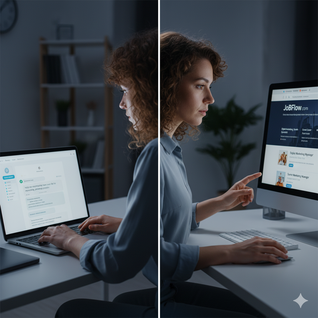 Candidate using AI chatbot to write resume and job application answers.