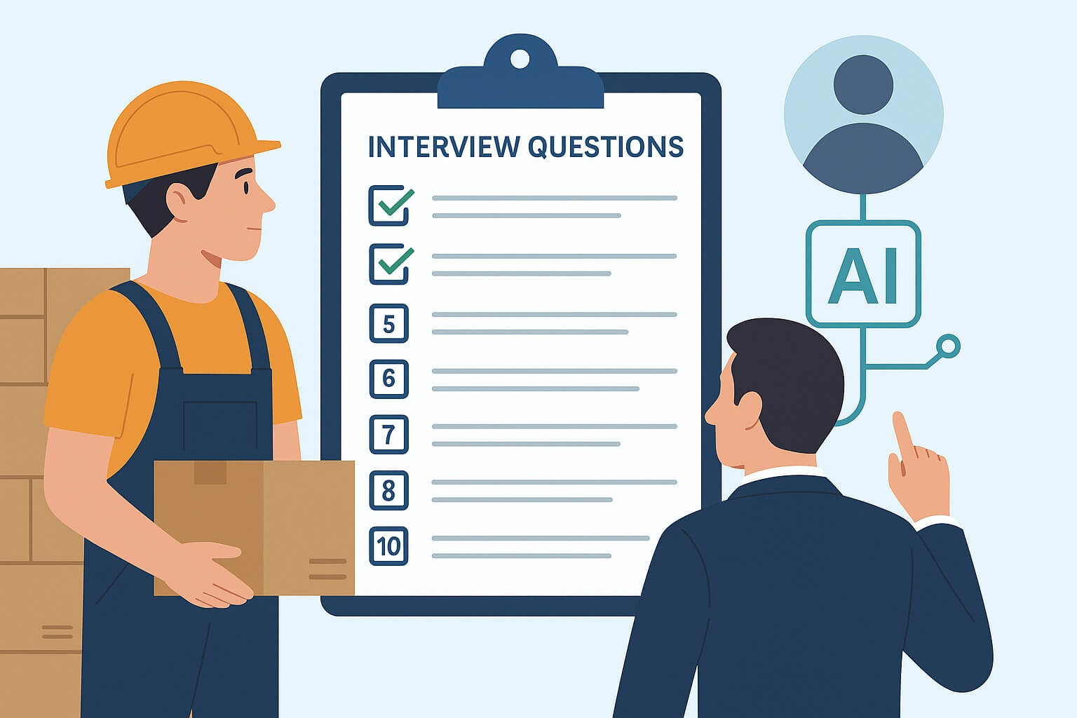 10 Crucial Interview Questions for Warehouse Workers & Picker-Packers (+ AI Recruiter Automation)