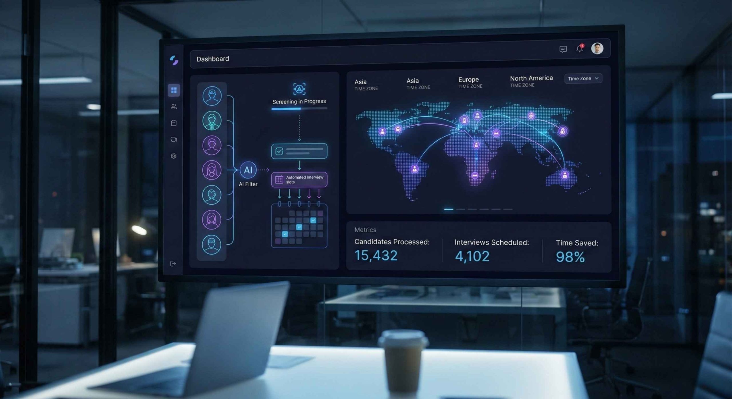 AI-powered recruiting platform enabling 24/7 candidate screening and interview scheduling