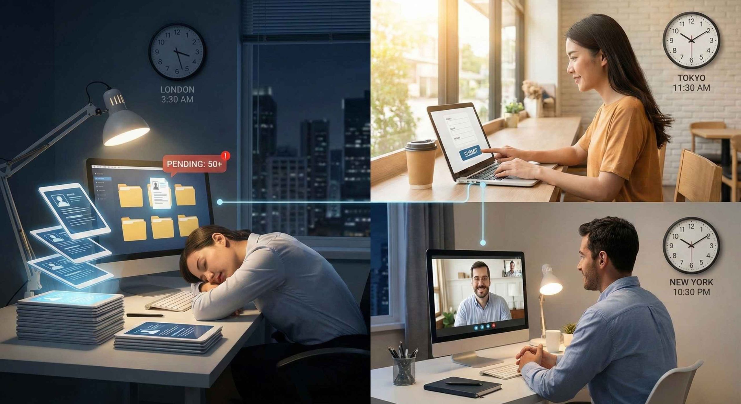 Hiring Across Multiple Time Zones causing resume screening delays overnight