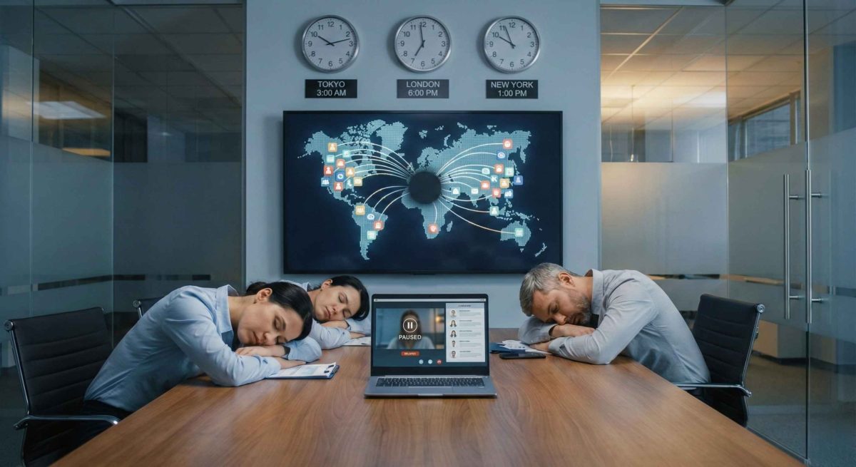 Hiring Across Multiple Time Zones showing delays between candidates and recruiters in different regions