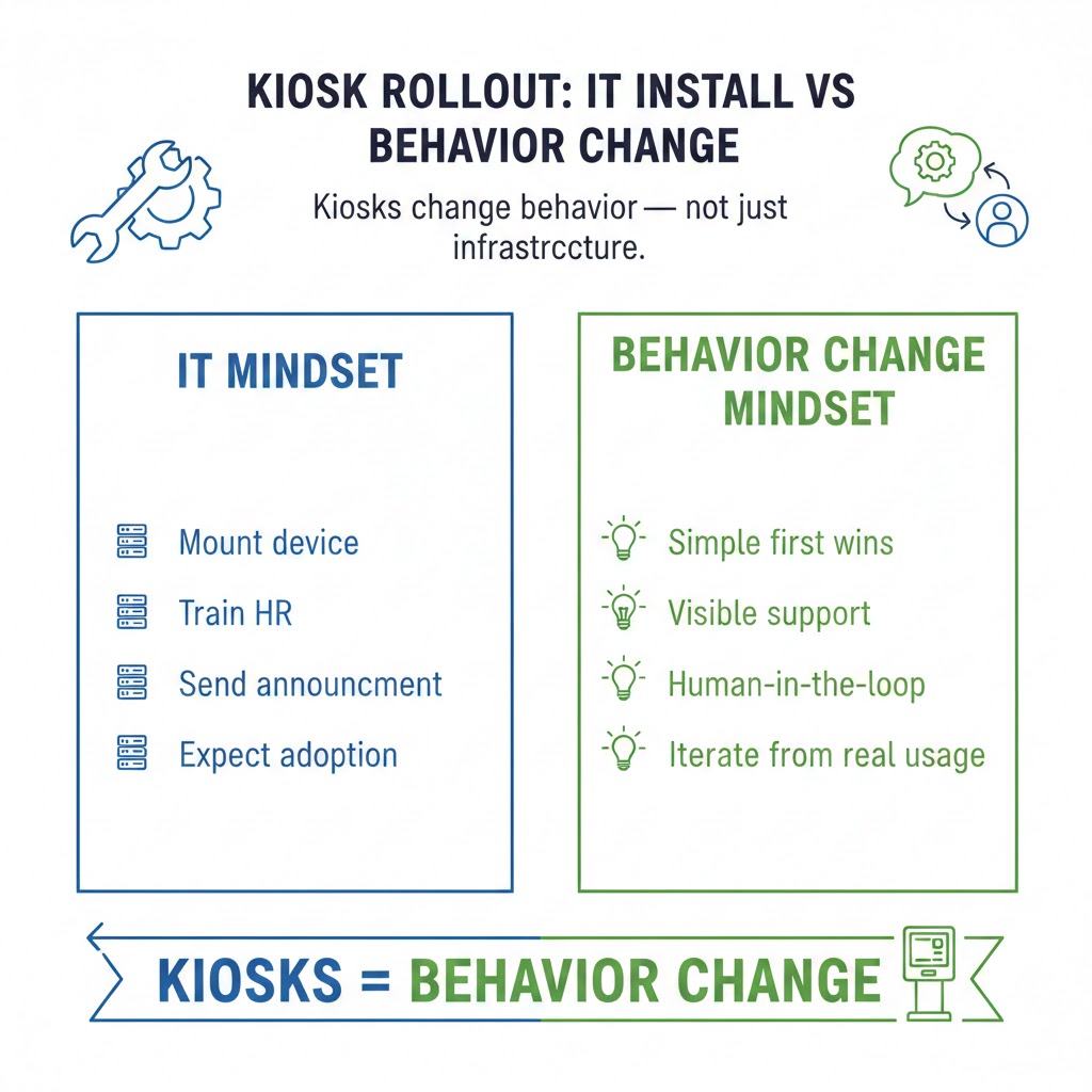 Kiosk Rollout: IT Install vs Behavior Change