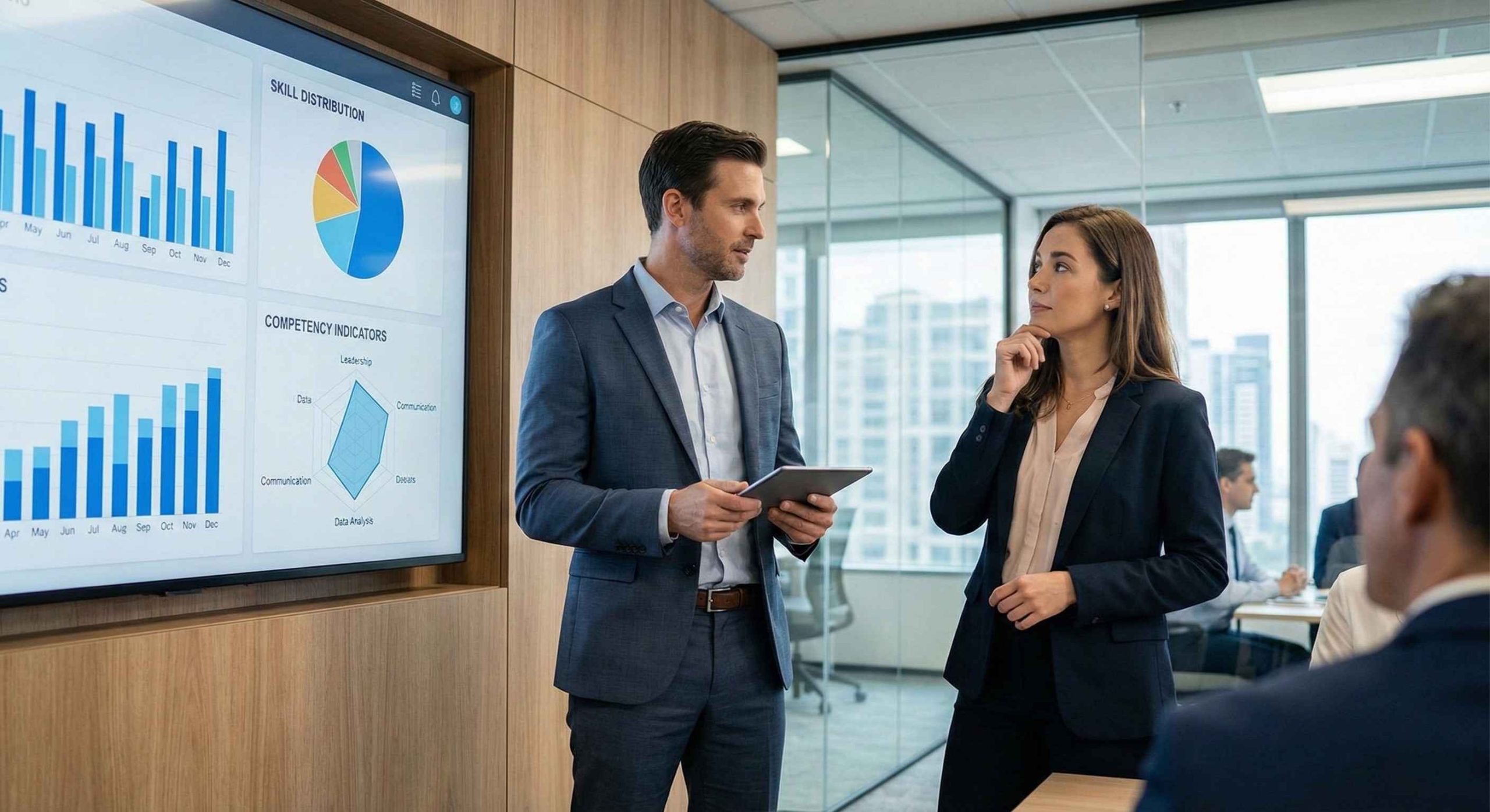 Recruiter explaining data-backed hiring decisions to a candidate using AI insights