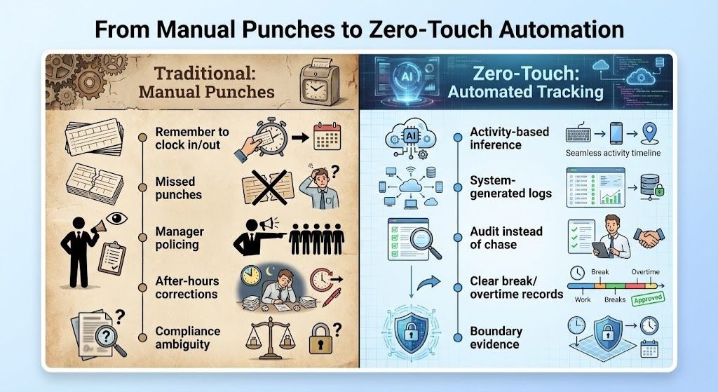 Traditional vs Zero-Touch Time Tracking