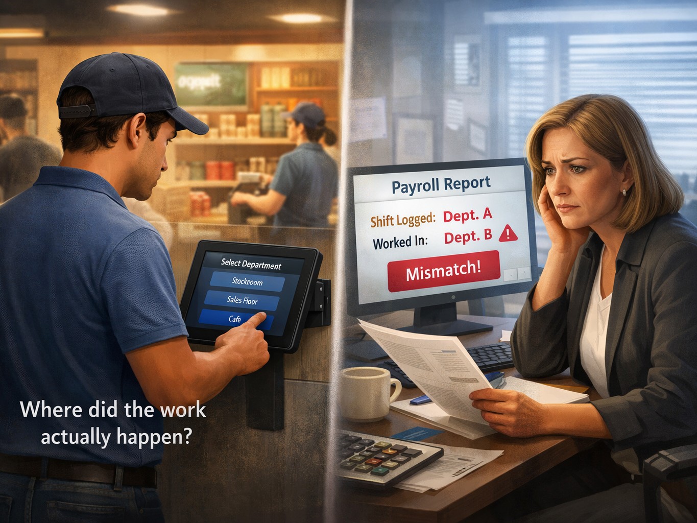 Workplace shift confusion and payroll mismatch