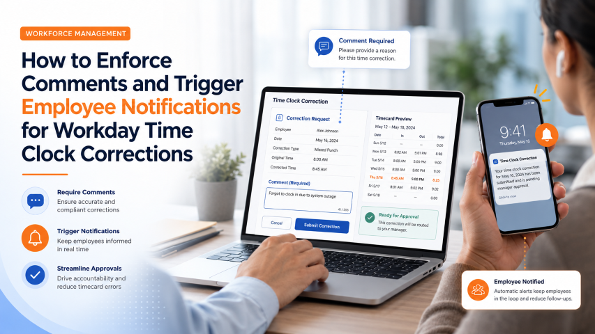 How to Enforce Comments and Trigger Employee Notifications for Workday Time Clock Corrections