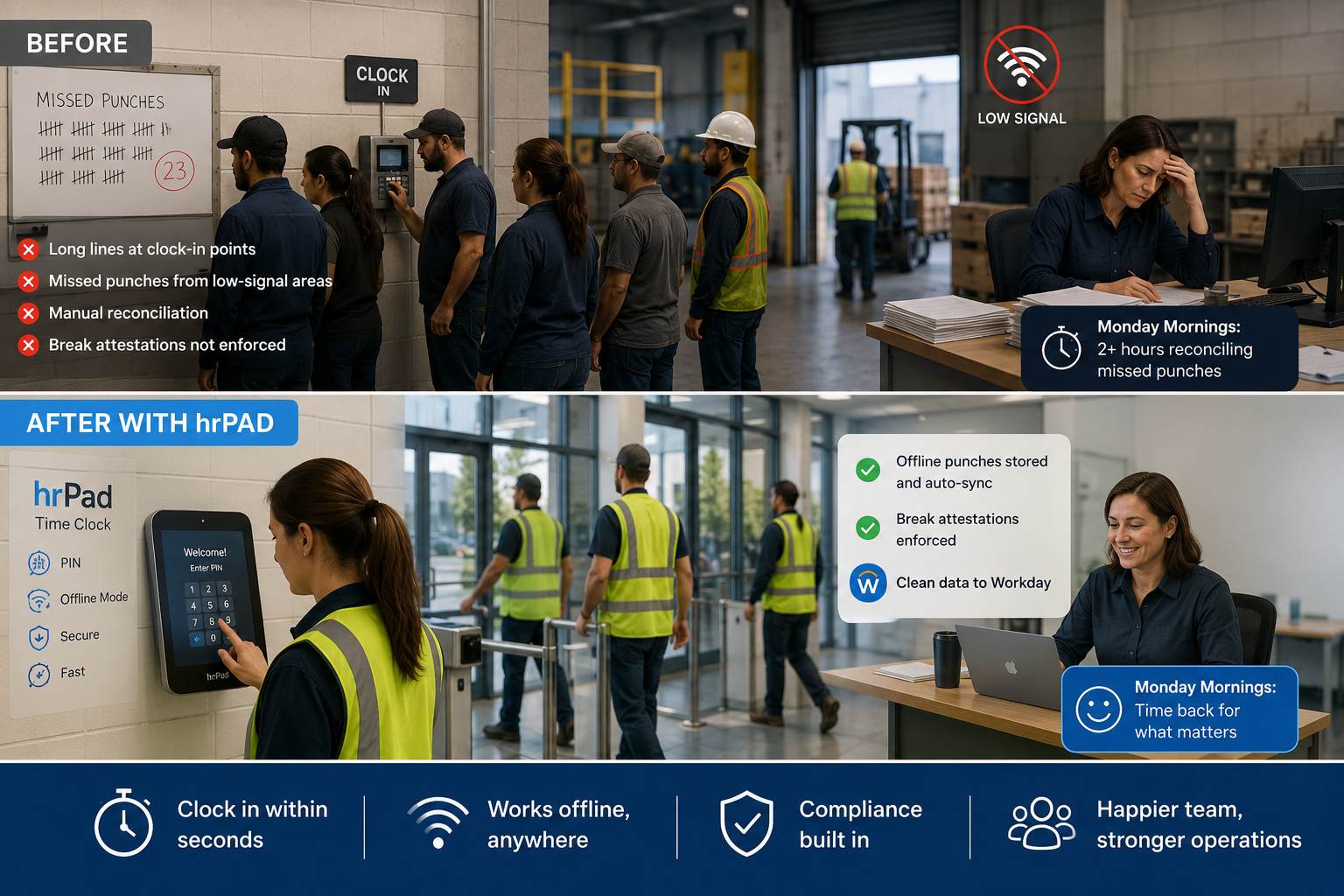 Time Tracking Across Large Manufacturing Floors