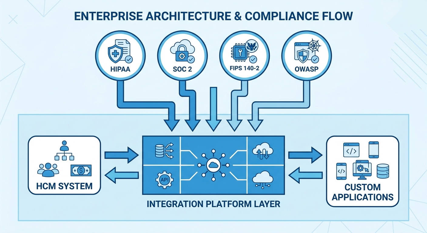 Compliance framework infographic for governed Dayforce custom application development