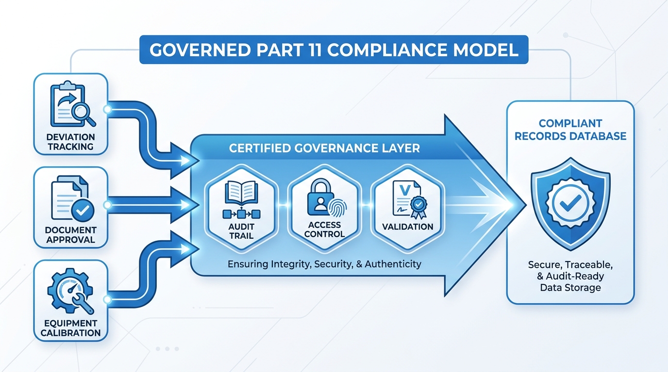 Governed validation framework for regulated pharma apps