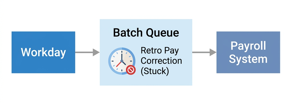 retro pay correction stuck in batch integration queue diagram