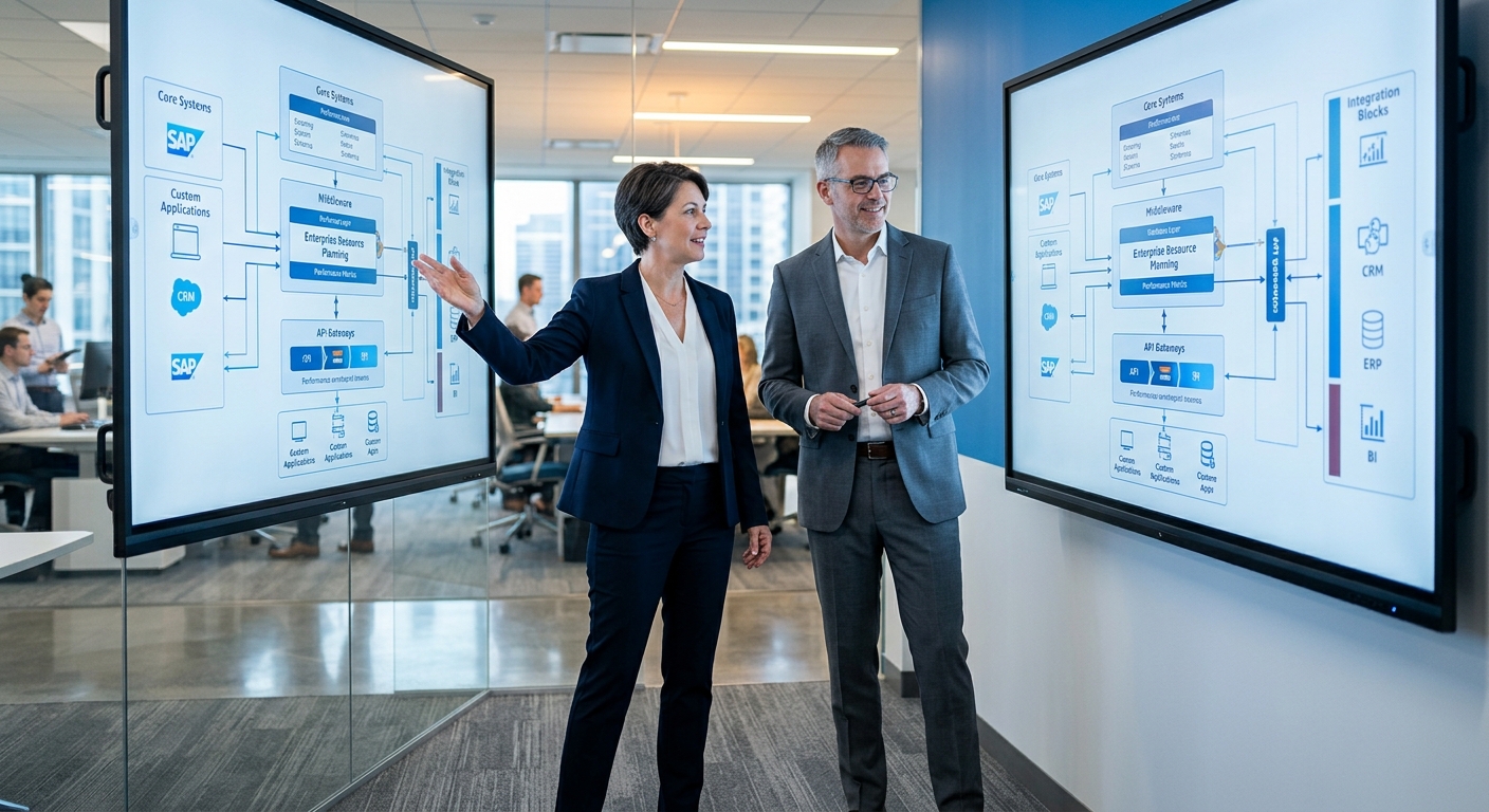 Enterprise IT team reviewing SAP custom application architecture