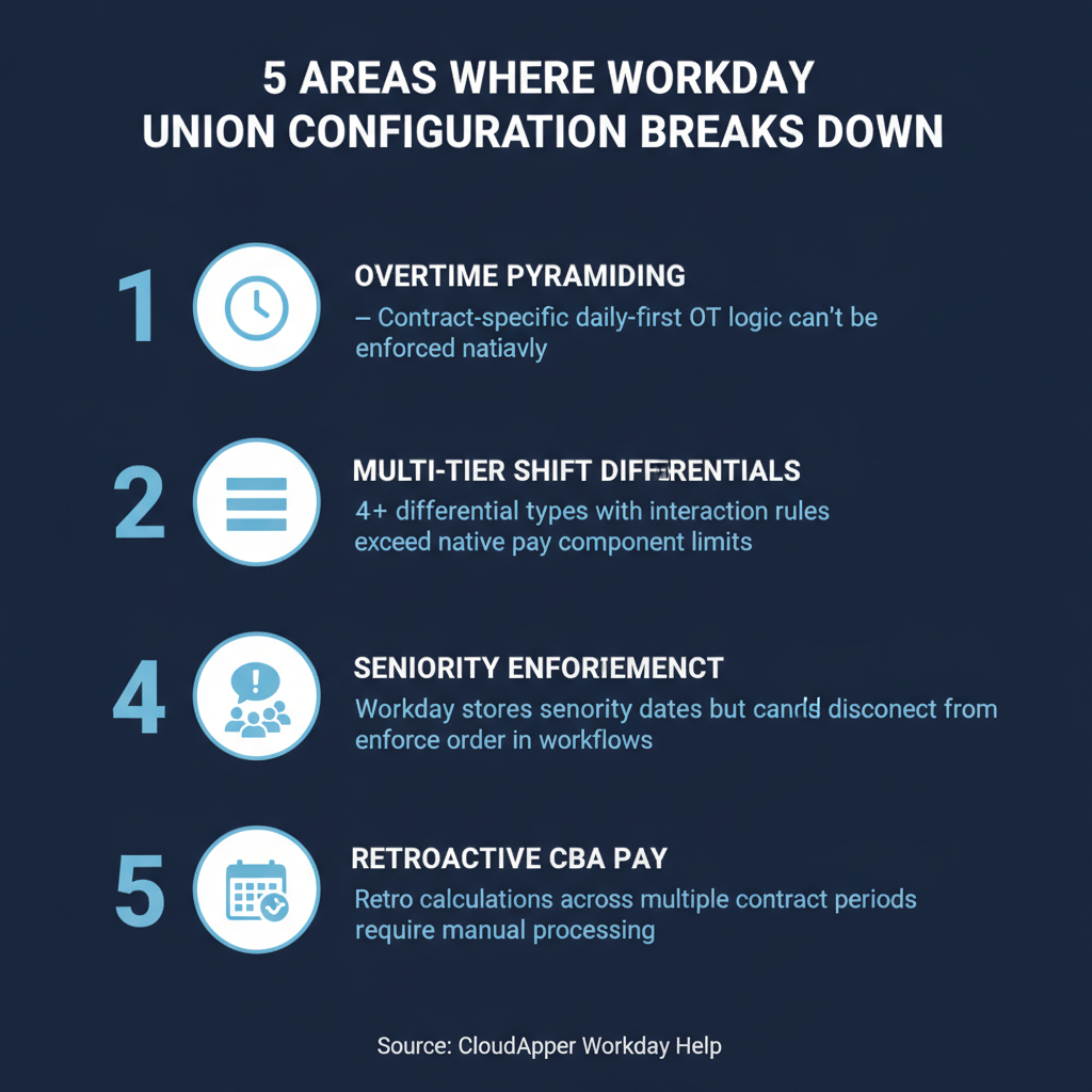 Complex union pay differential rule layers in Workday HCM