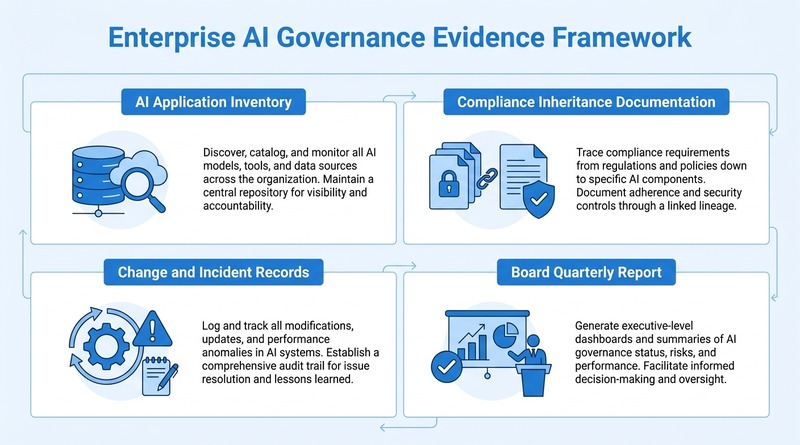 Enterprise AI governance evidence framework board reporting structure
