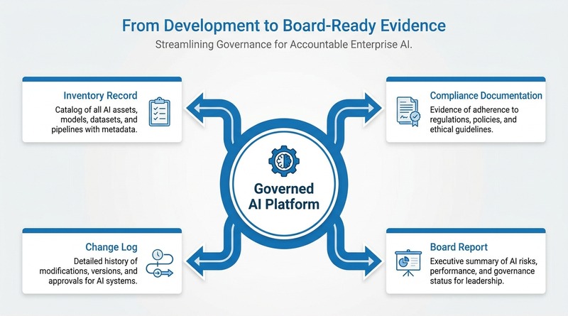 Governed platform generating board-ready AI governance documentation automatically