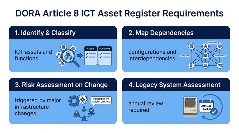 DORA Article 8 ICT asset register fields for internally built applications