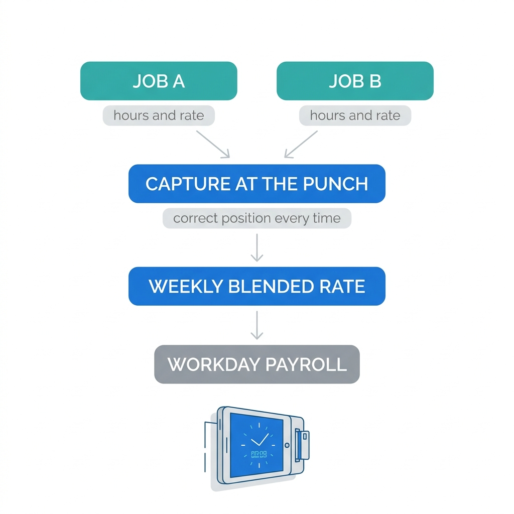 Capturing job transfers at the punch for accurate blended rates