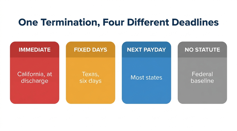 Same termination, different final paycheck deadline by state