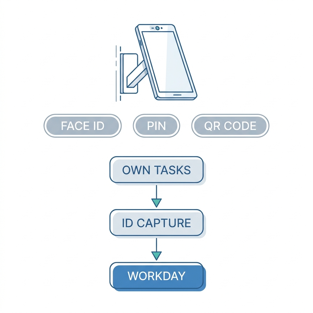 Kiosk onboarding with face ID PIN or QR code