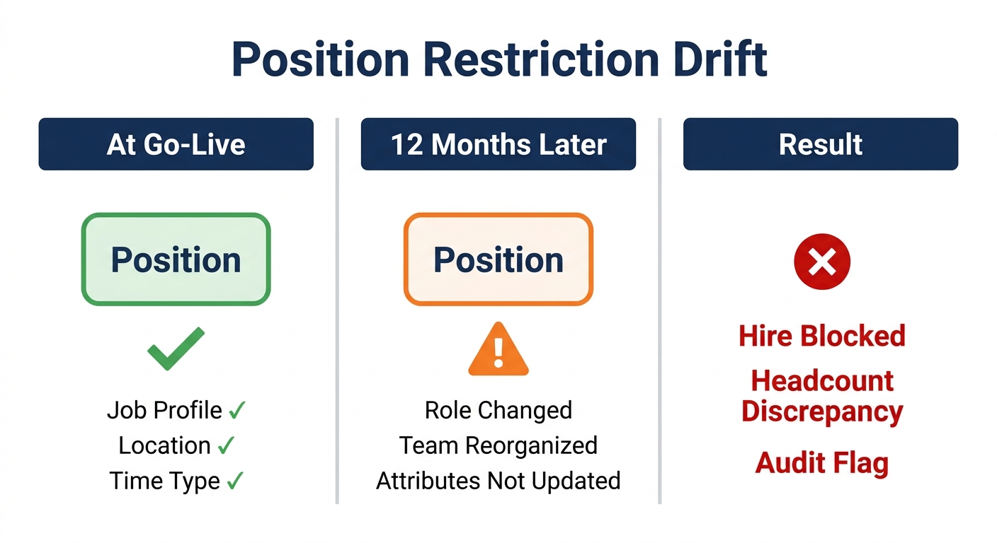 Workday position restriction drift causes headcount reporting errors over time
