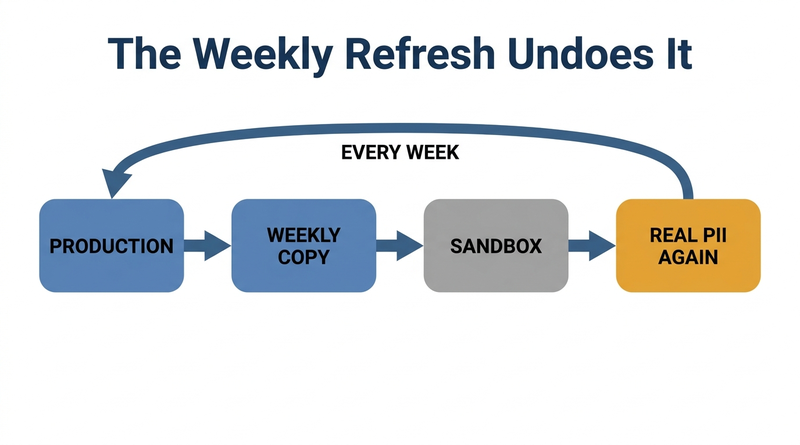 Weekly Sandbox refresh restores production PII