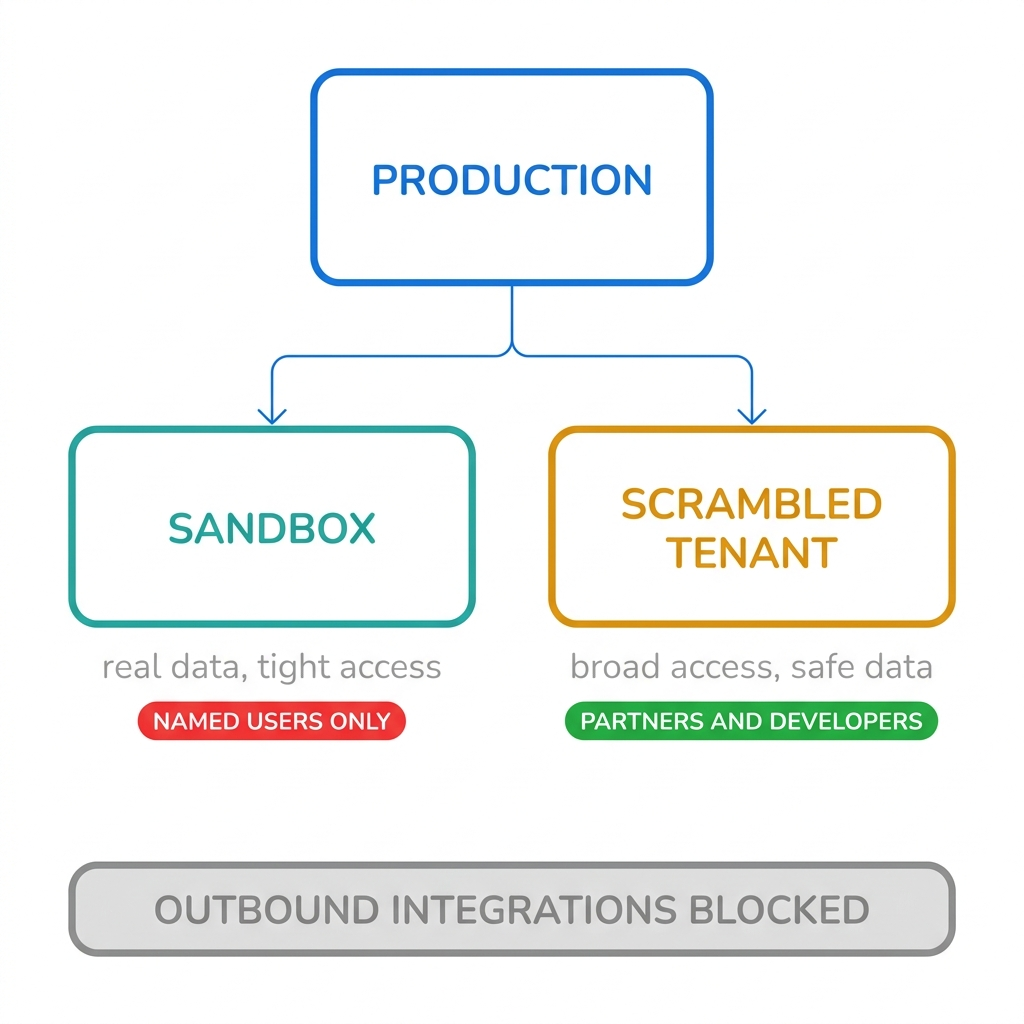 Separating real-data and scrambled Workday tenants by access