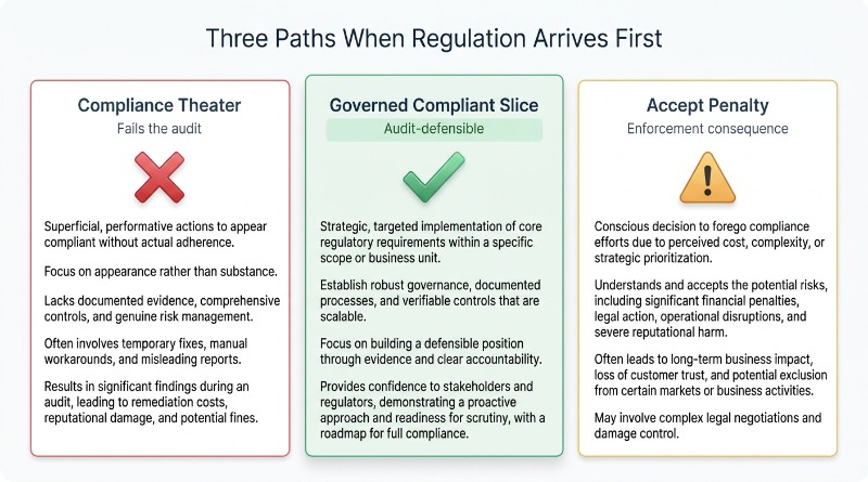 Three options when regulation arrives before legacy modernization is complete