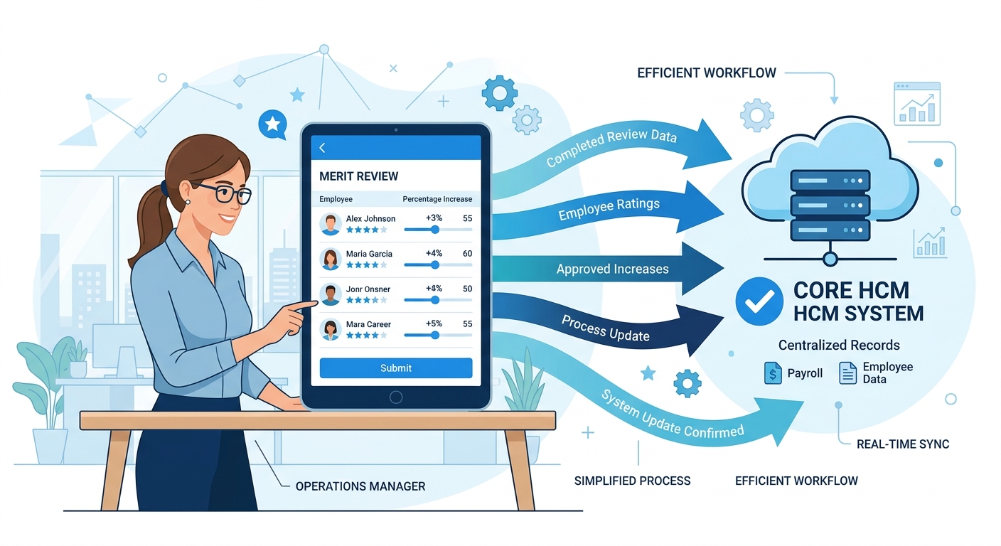 CloudApper AI manager interface for Workday merit cycle review for frontline operations leaders