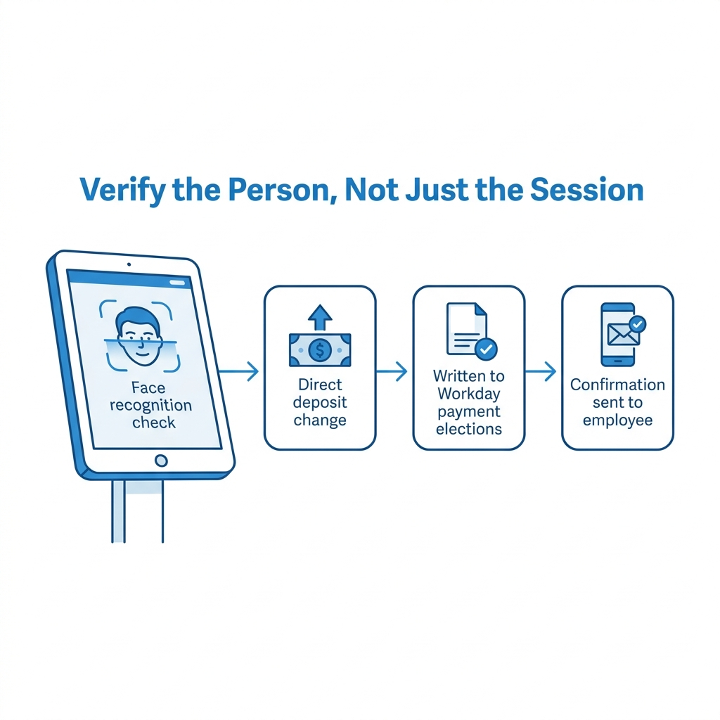 CloudApper hrPad face verification before direct deposit change