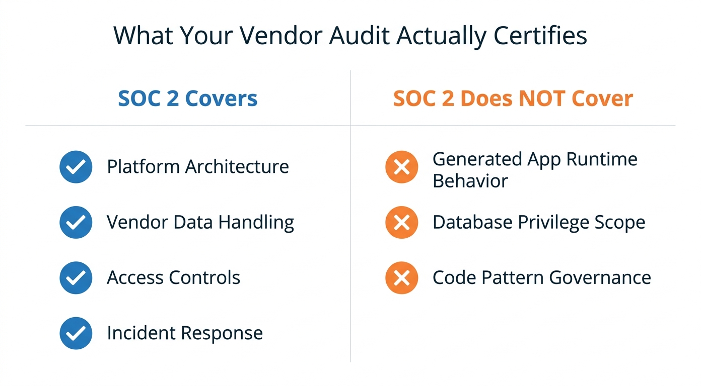 SOC 2 compliance scope vs runtime application behavior gap