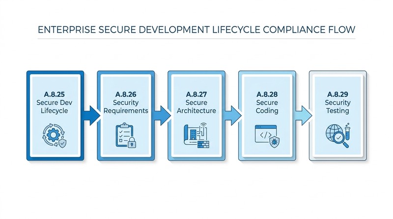 ISO 27001 2022 Annex A application security controls lifecycle diagram