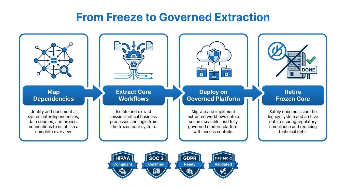 incremental legacy modernization governance extraction framework infographic