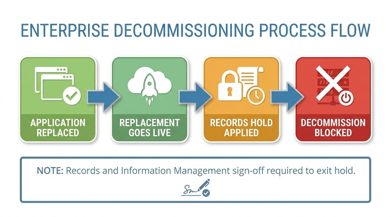 Compliance evidence trap flow blocking legacy application retirement