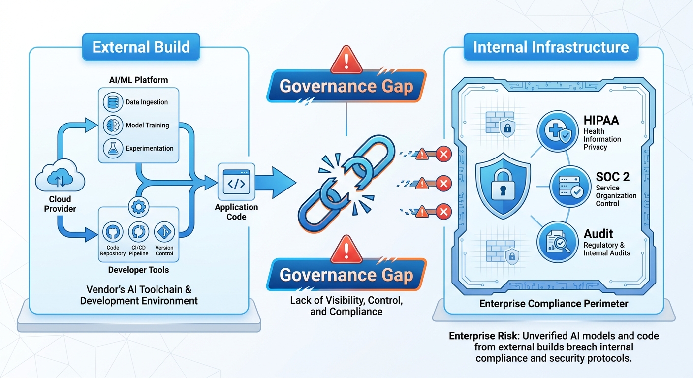 Vendor toolchain compliance gap in enterprise application governance diagram