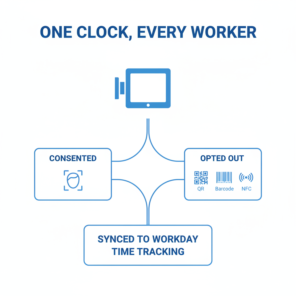 CloudApper AI TimeClock biometric and non-biometric punch options