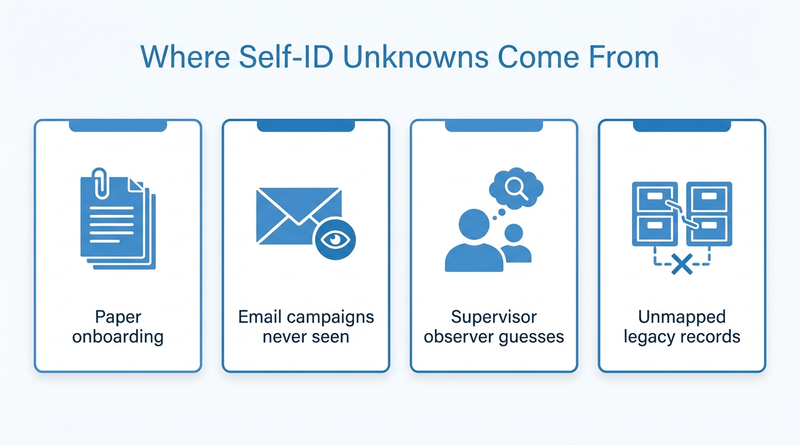 Four sources of unknown self-ID data in Workday