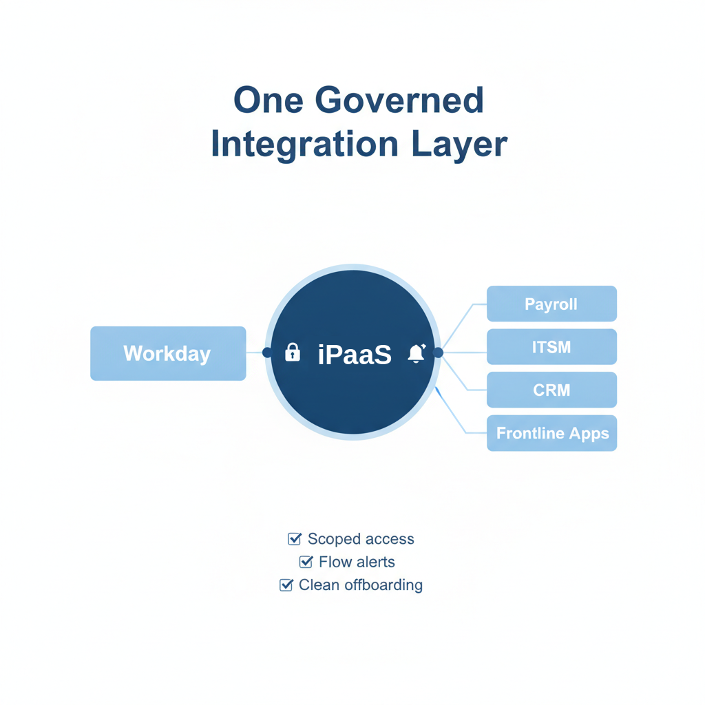 CloudApper iPaaS governed integration layer connecting Workday