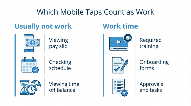 Which Workday mobile app actions count as work time