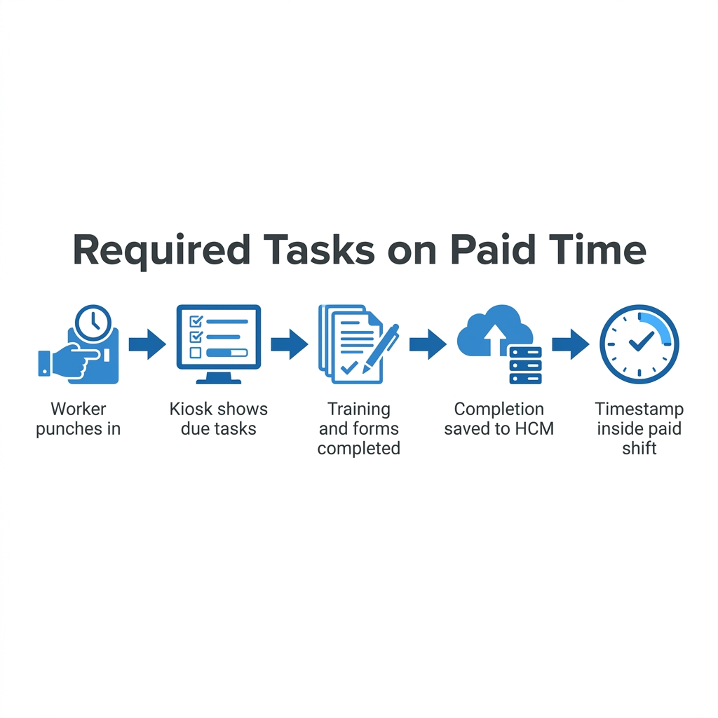 CloudApper hrPad completing required tasks on paid time