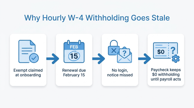 Why hourly W-4 withholding goes stale in four steps