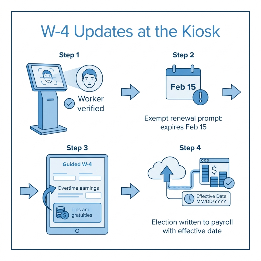 CloudApper hrPad kiosk W-4 update flow for Workday